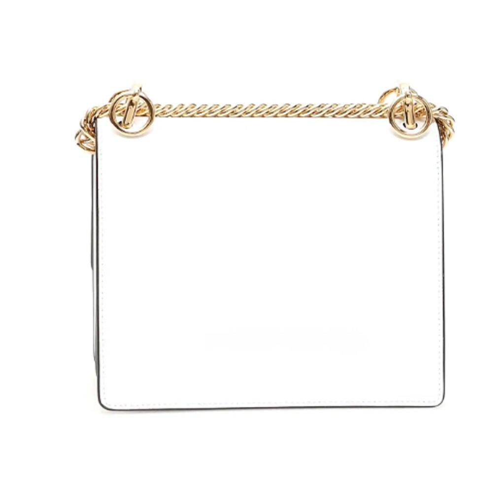 Fendi Kan I Floral Calfskin Leather Chain Bag White Multicolor