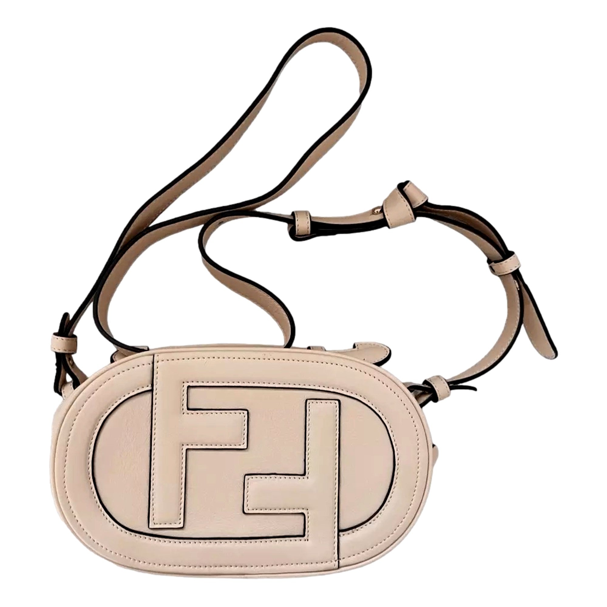 Fendi O Lock Mini Shoulder Crossbody Bag Light Rose Pink Calfskin