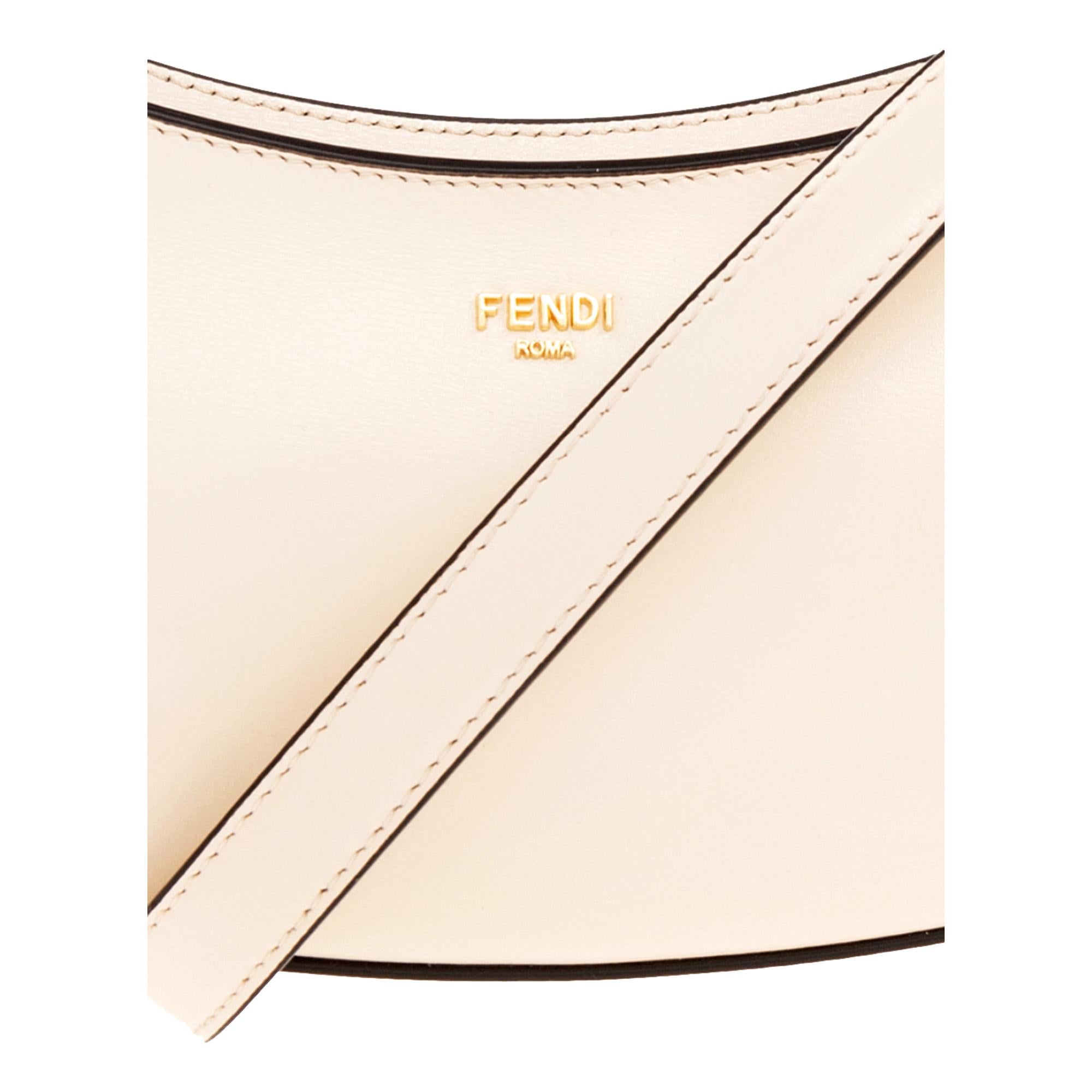 Fendi O Lock Swing Shoulder Bag Ivory Calfskin Leather