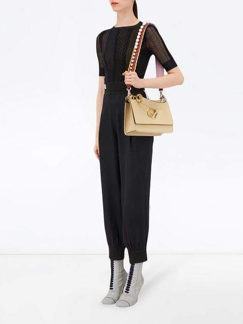 Fendi Strap You Pearl Embellished Shoulder Strap Black Cherry Lemon