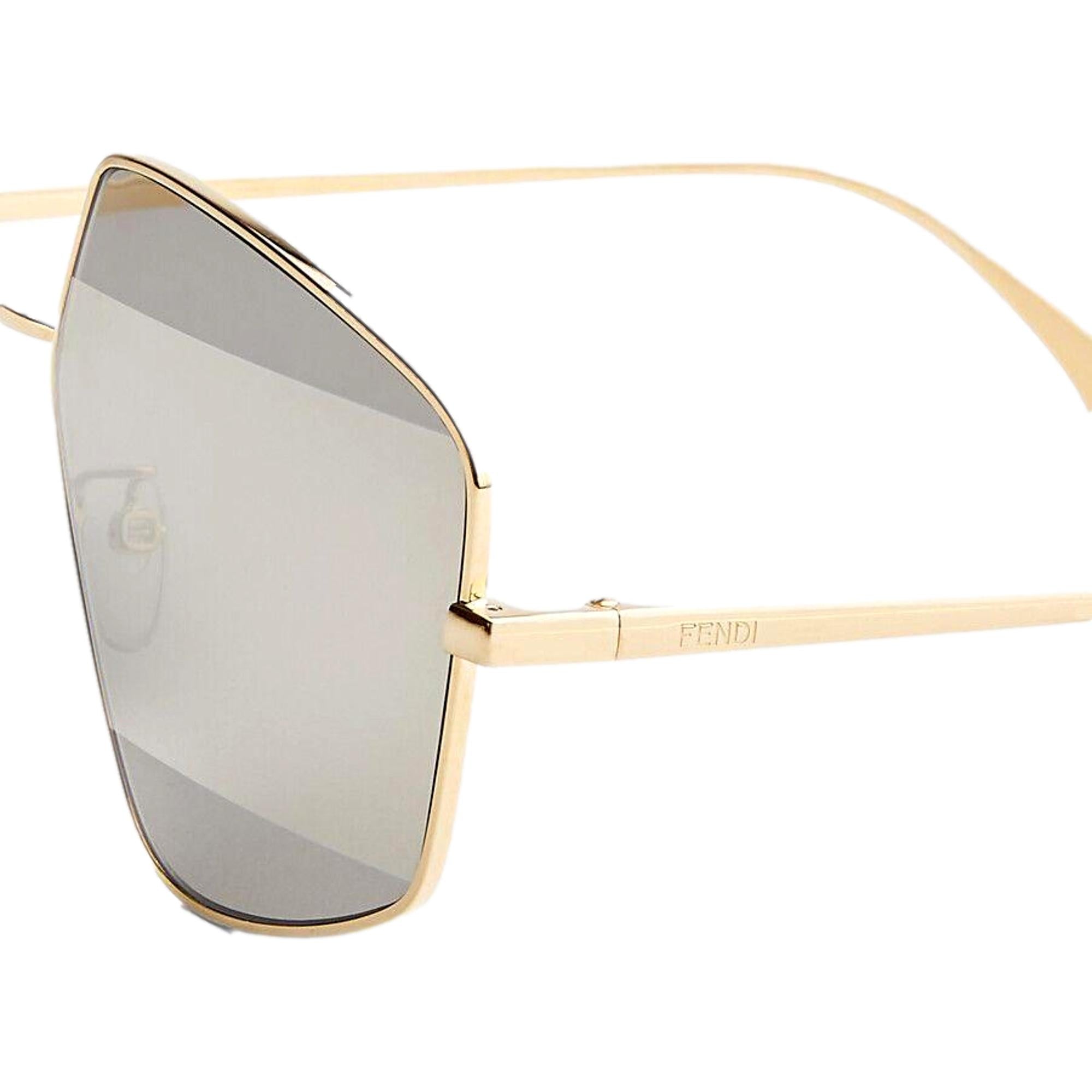 Fendi Stripes Gold Metal Sunglasses with Silver Tint Lenses