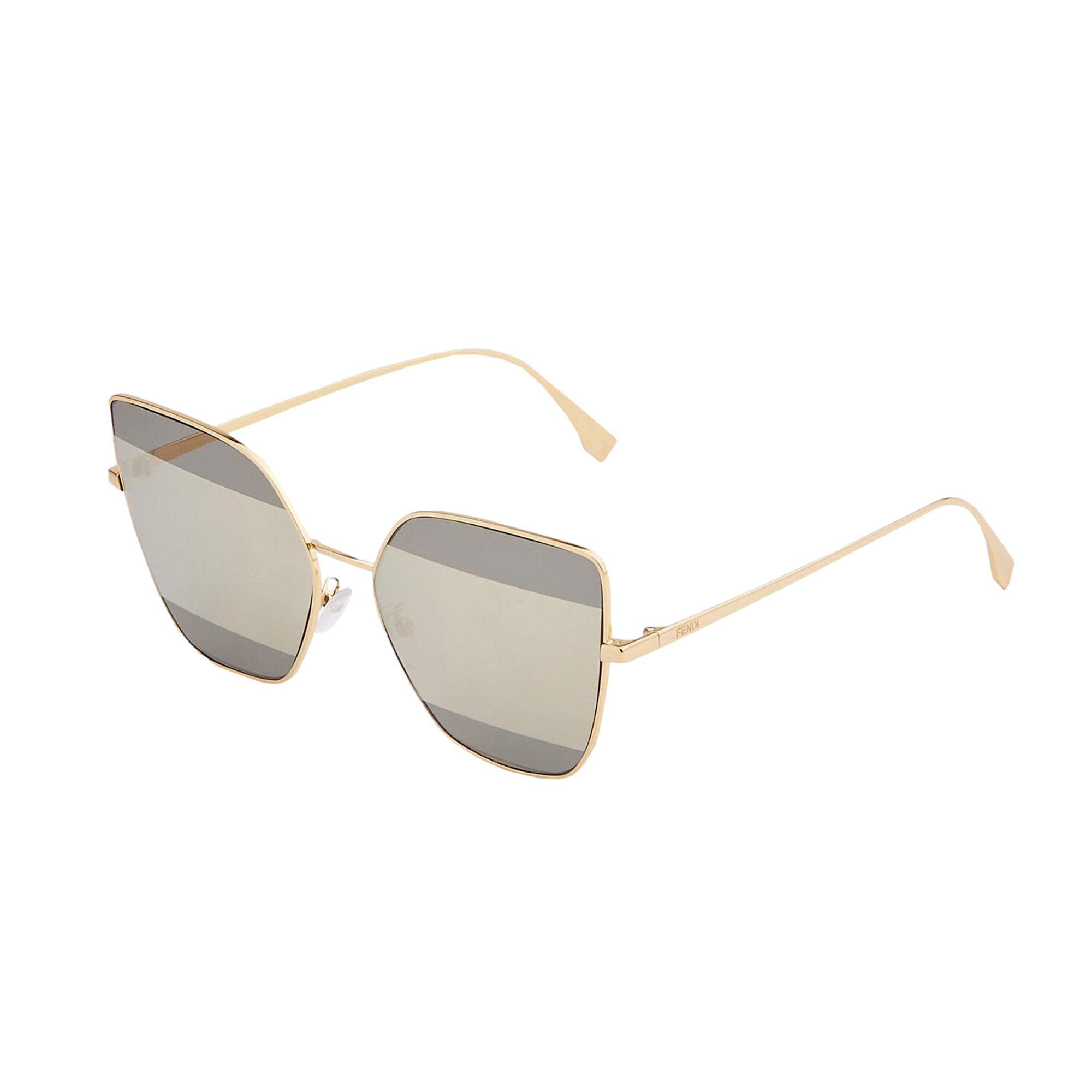 Fendi Stripes Gold Metal Sunglasses with Silver Tint Lenses
