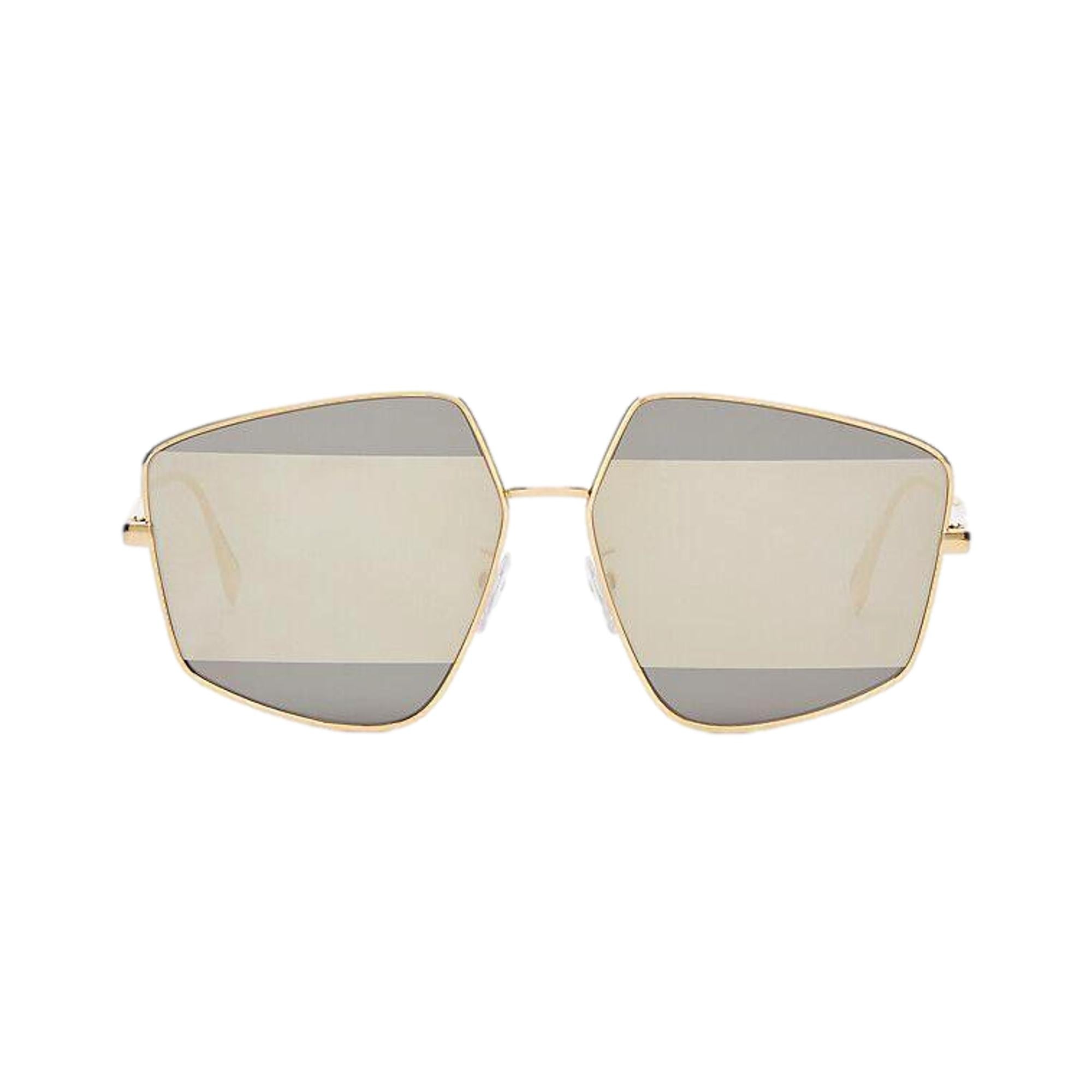 Fendi Stripes Gold Metal Sunglasses with Silver Tint Lenses
