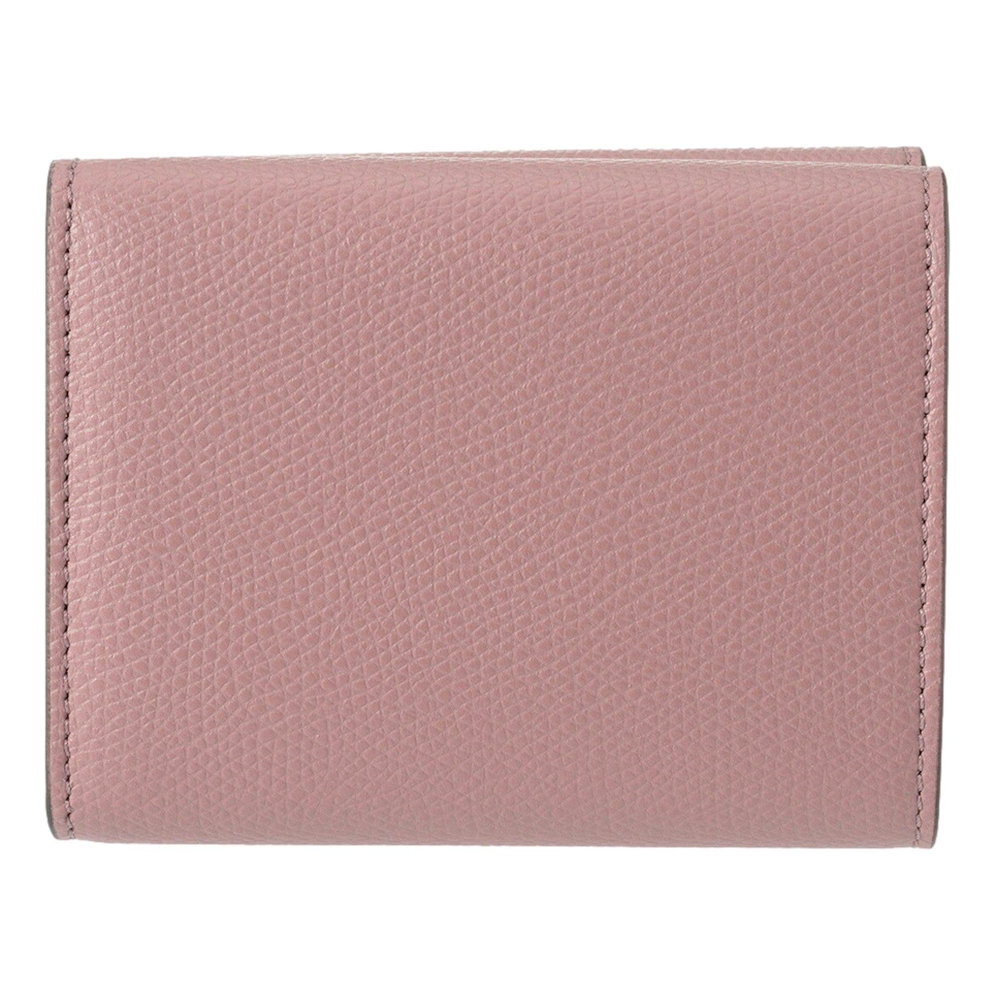 Fendi FF Diamond Leather Tri-Fold Wallet Dusty Mauve Gold-Tone Hardware