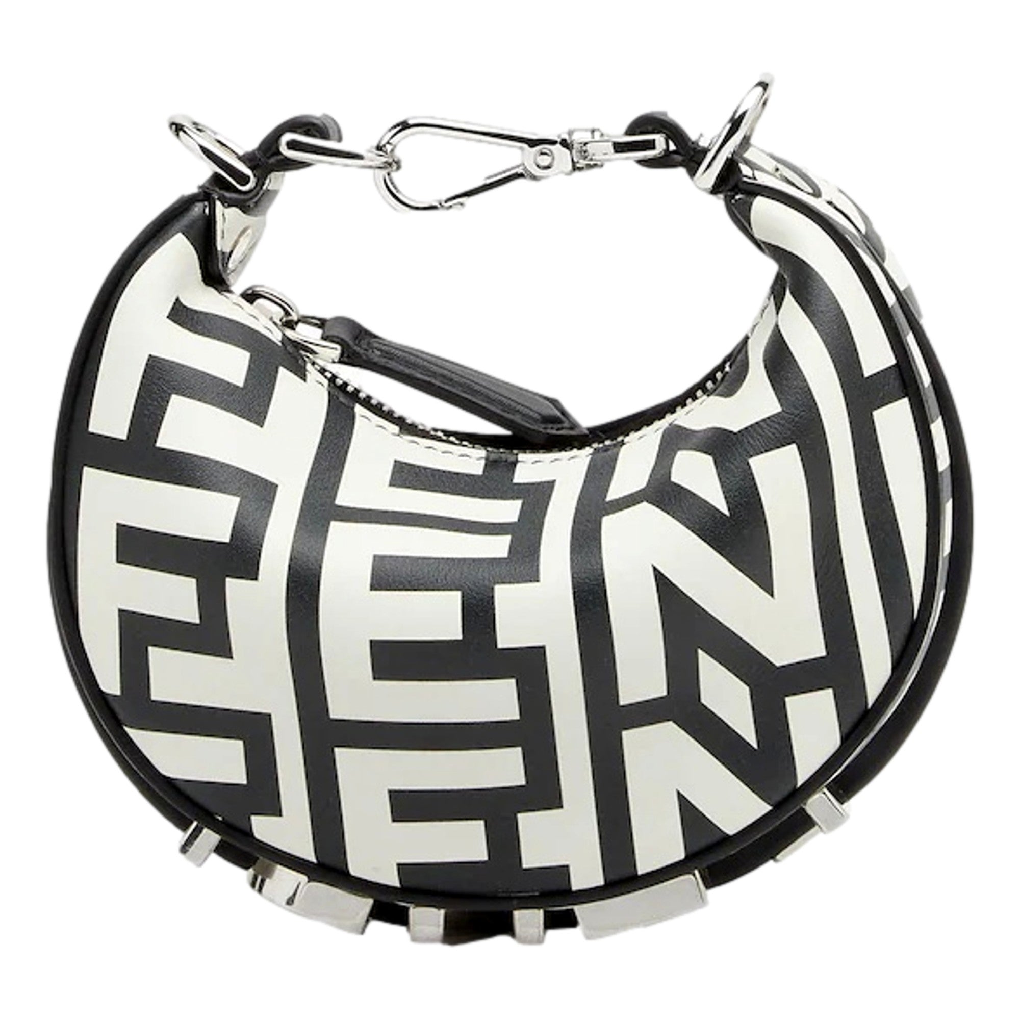 Fendi x Marc Jacobs Fendigraphy Nano Hobo Bag Black White