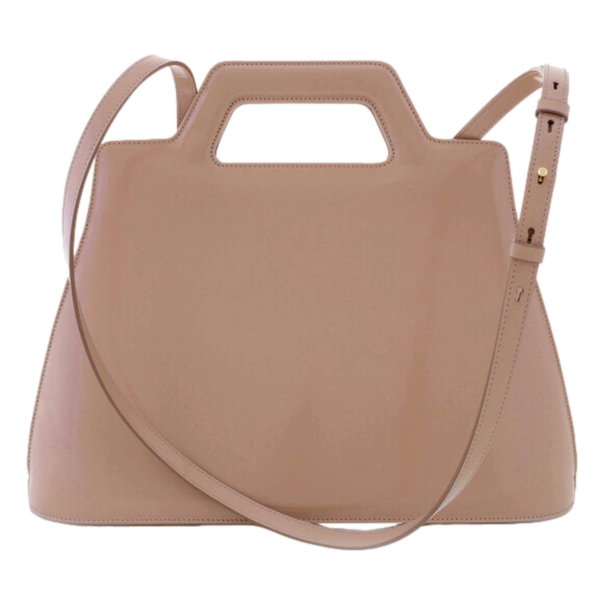 Ferragamo Wanda Beige Patent Leather Top Handle Handbag