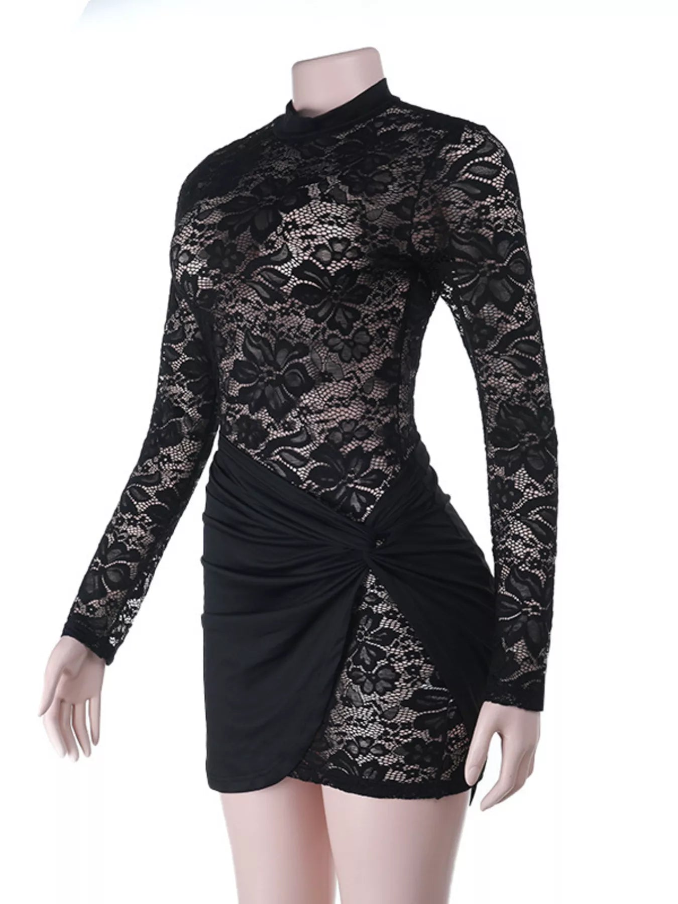 Lace Long Sleeve Bodycon Mini Dress