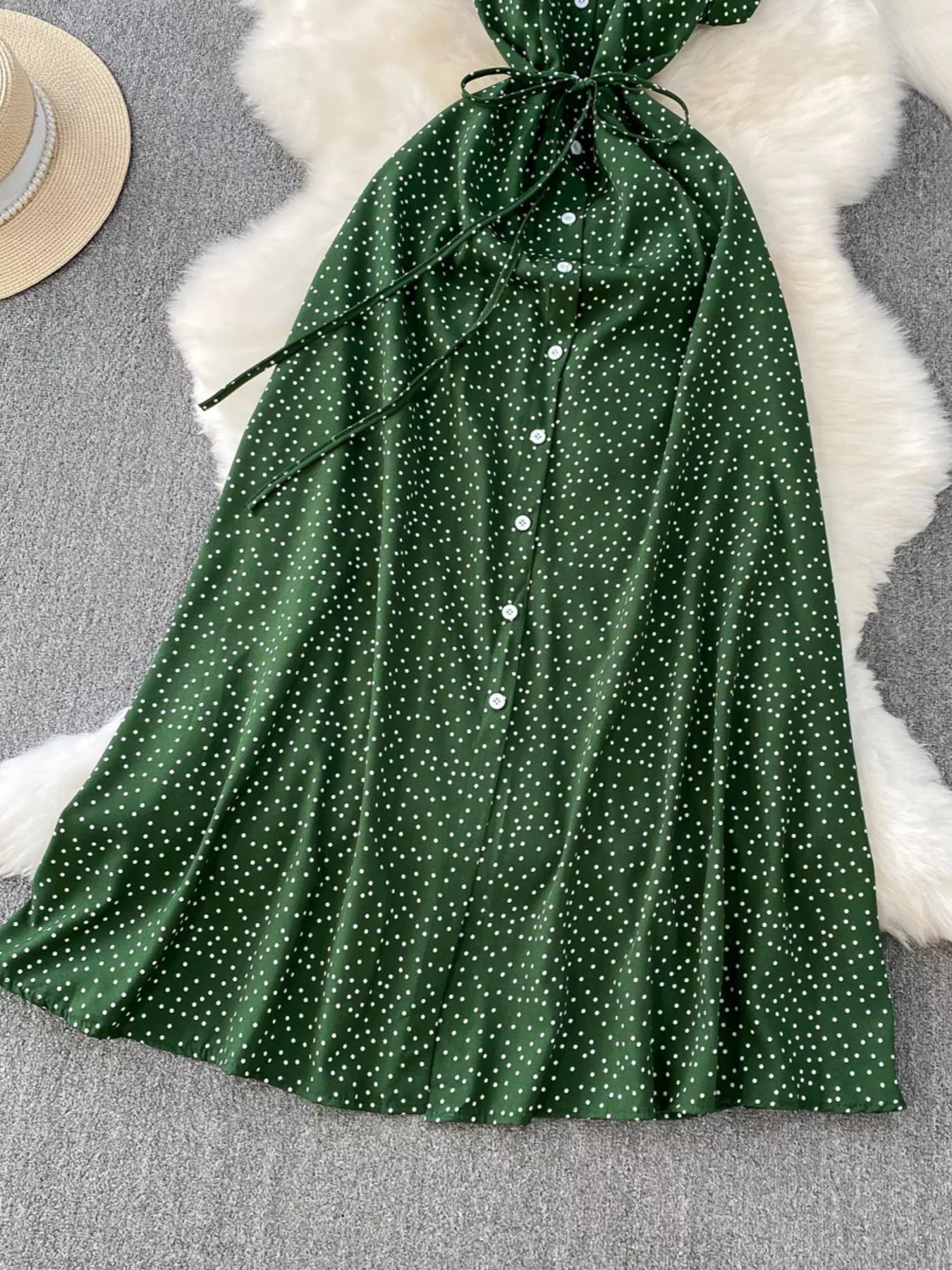 Polka Dot Button-Down Dress