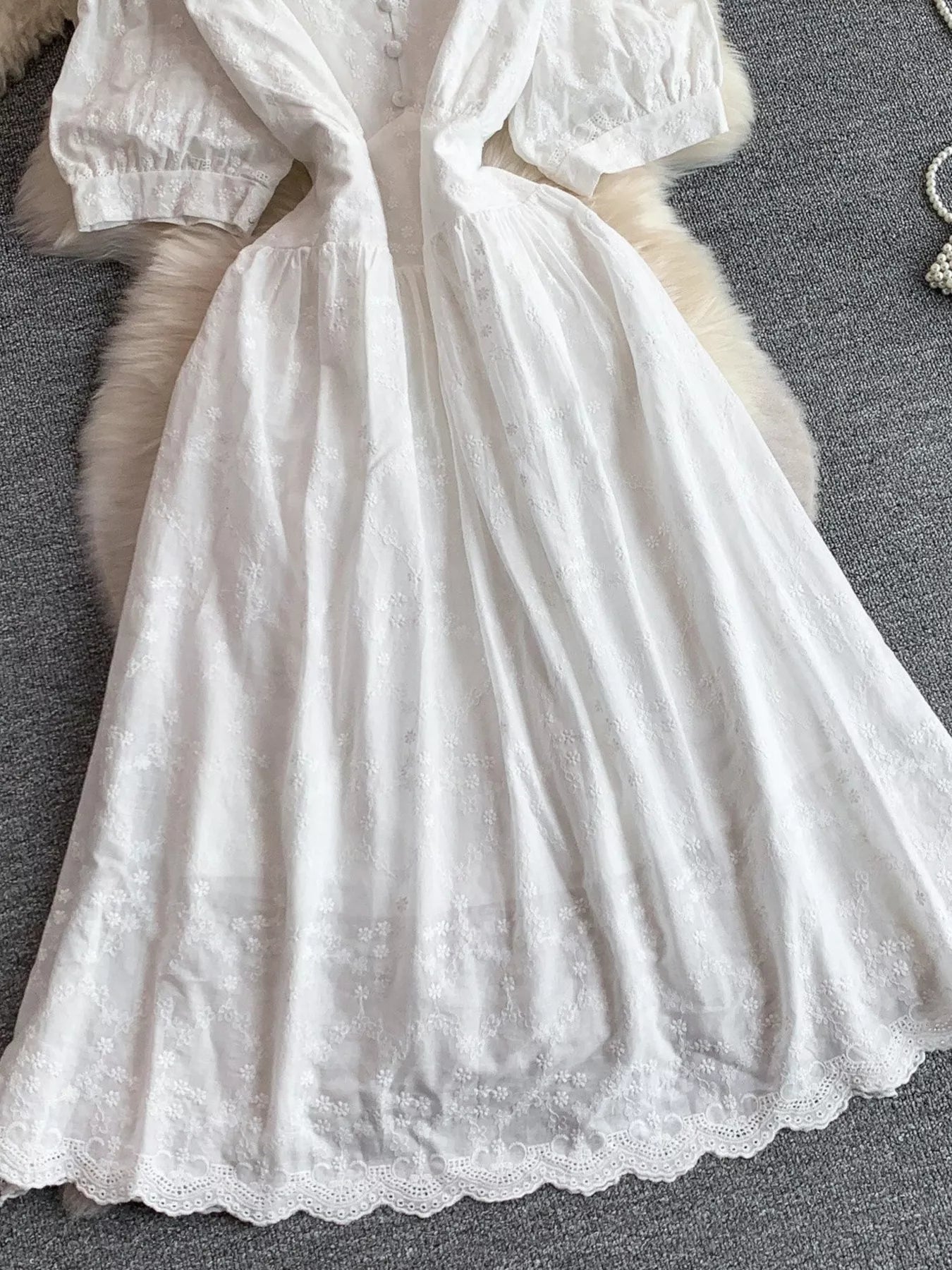 Lace Detail A-Line Midi Dress