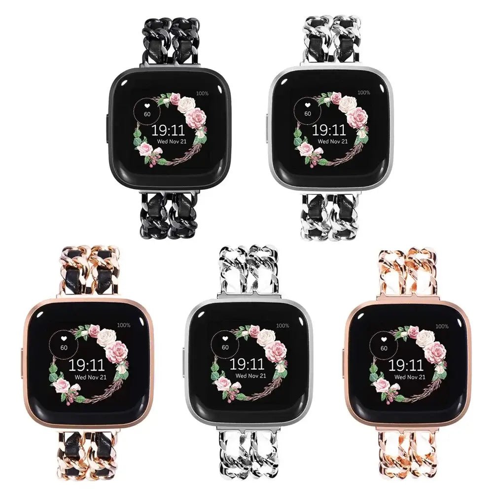 Fitbit Versa & Sense Leather Metal Band - Luxurious Design - Overture Gifts