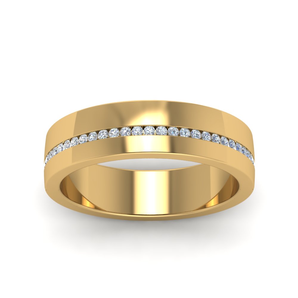 Flat Channel Set Diamond Mens Band
