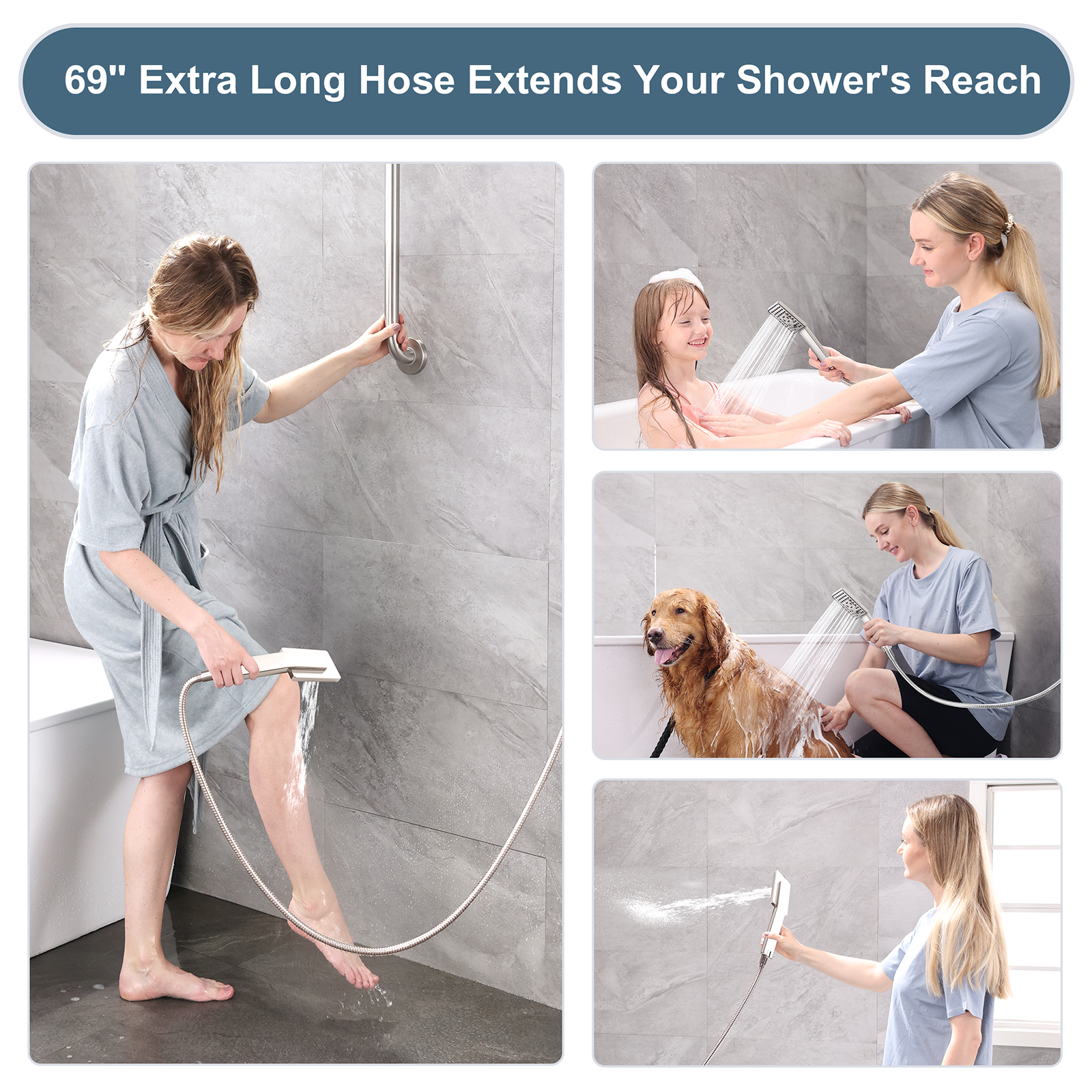 Dual Shower Head Combo with Extension Arm, 8 Inch Rainfall Shower Head with Handheld Shower head