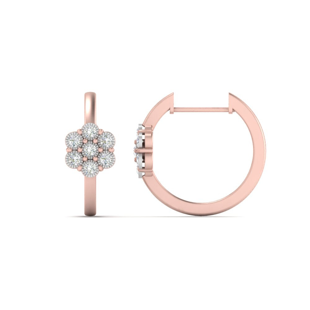 Flower Small 2 Tone Hoop Huggie Earrings