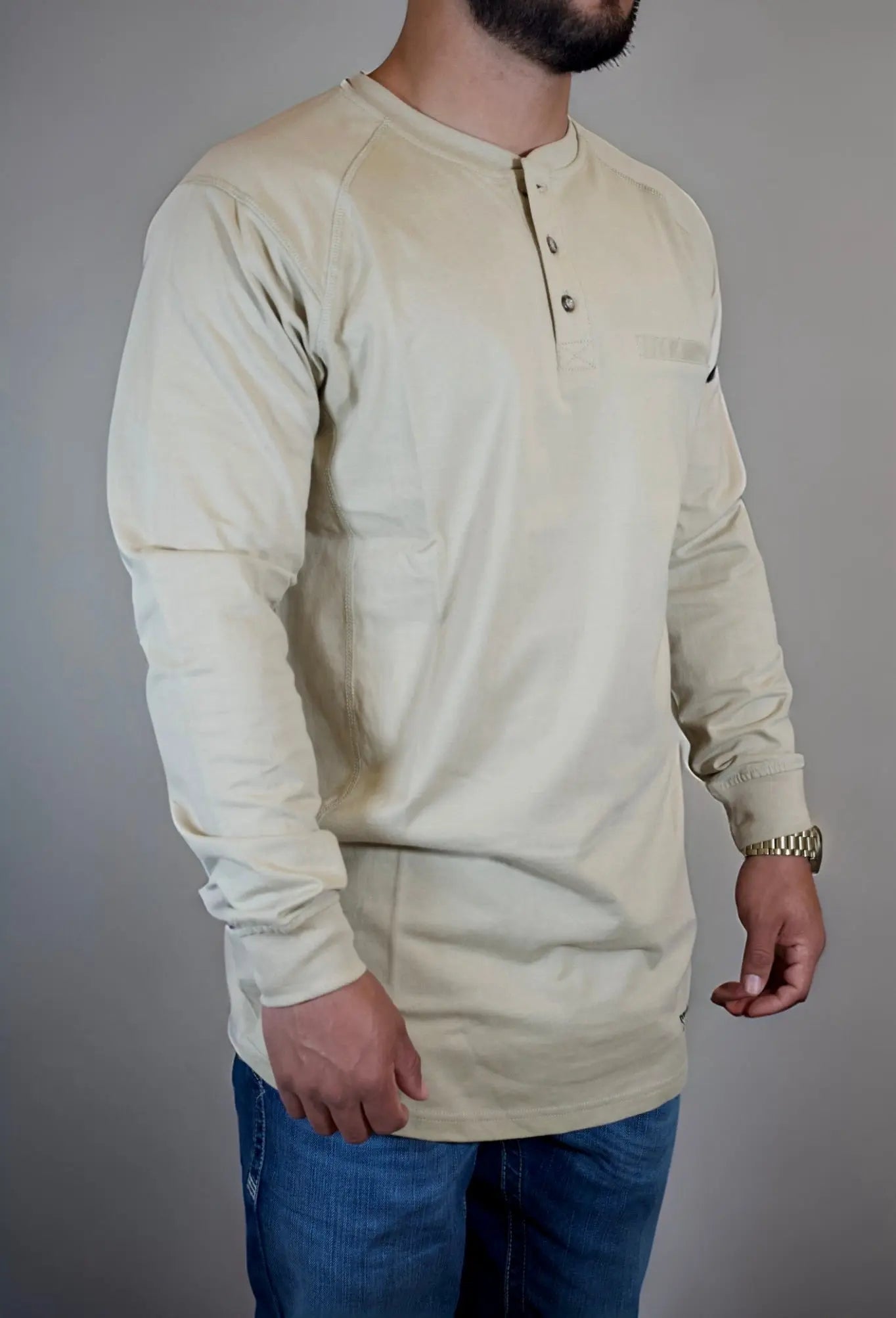 FR 3-Button Henley Shirt - Tan - Overture Gifts