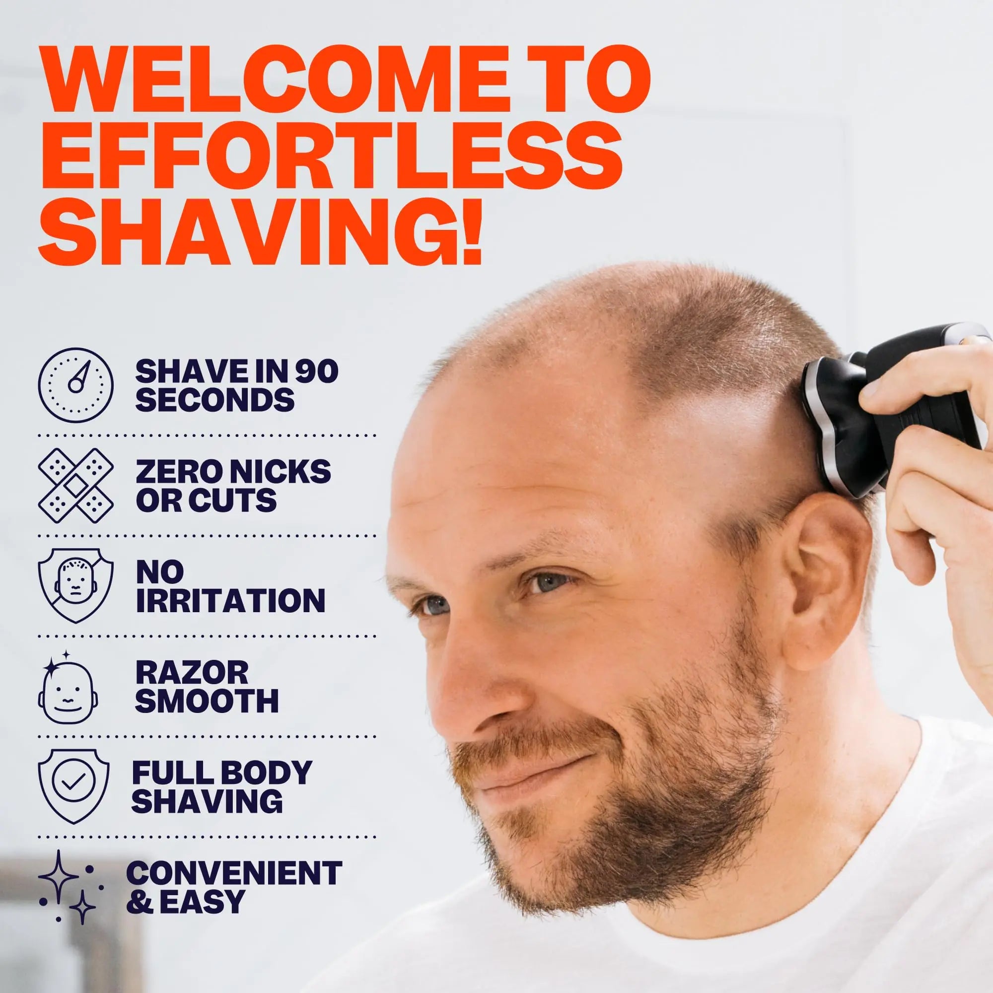 Freebird FlexSeries Pro Electric Head Shaver - Fast Smooth Head Shaver, Wet/Dry Shaving, Anti-Pinch, Rotary Electric Razor, USB Rechargeable, Cordless, 4 Flexible Blades, Ideal Gifts for Bald Men - Overture Gifts