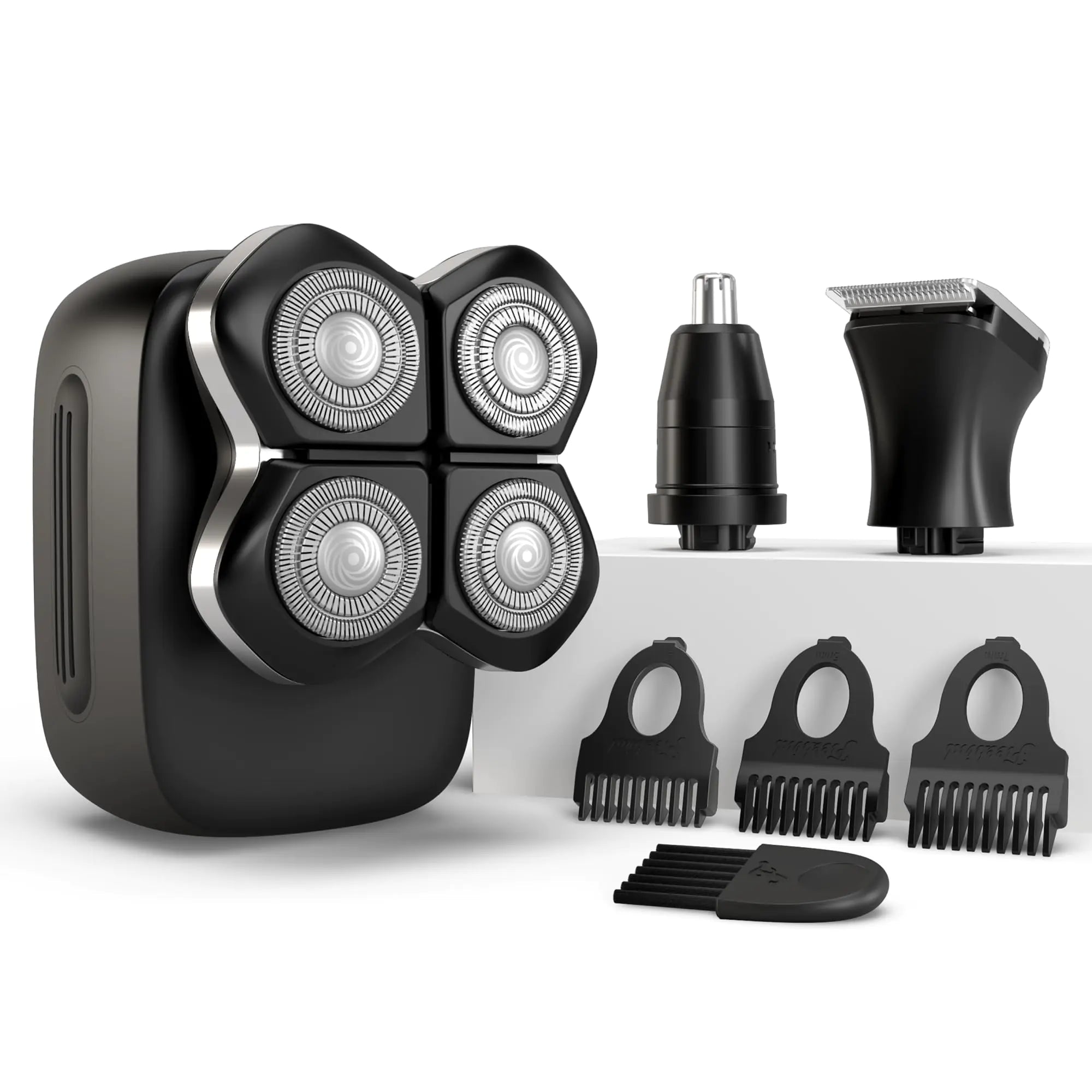 Freebird FlexSeries Pro Electric Head Shaver - Fast Smooth Head Shaver, Wet/Dry Shaving, Anti-Pinch, Rotary Electric Razor, USB Rechargeable, Cordless, 4 Flexible Blades, Ideal Gifts for Bald Men - Overture Gifts