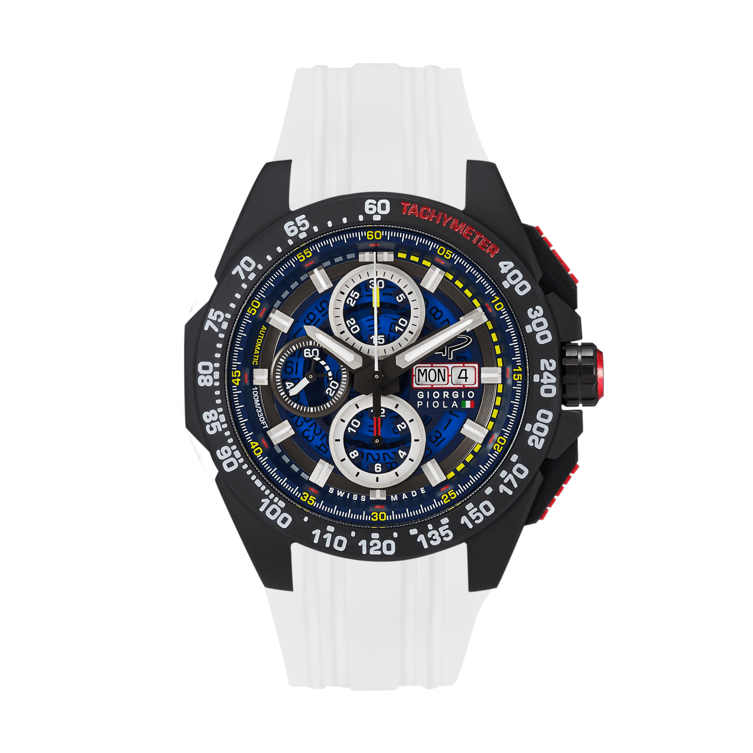 G5 Delta - Black-White Automatic Titanium Swiss Sport Chrono Watch (Black PVD Coating)