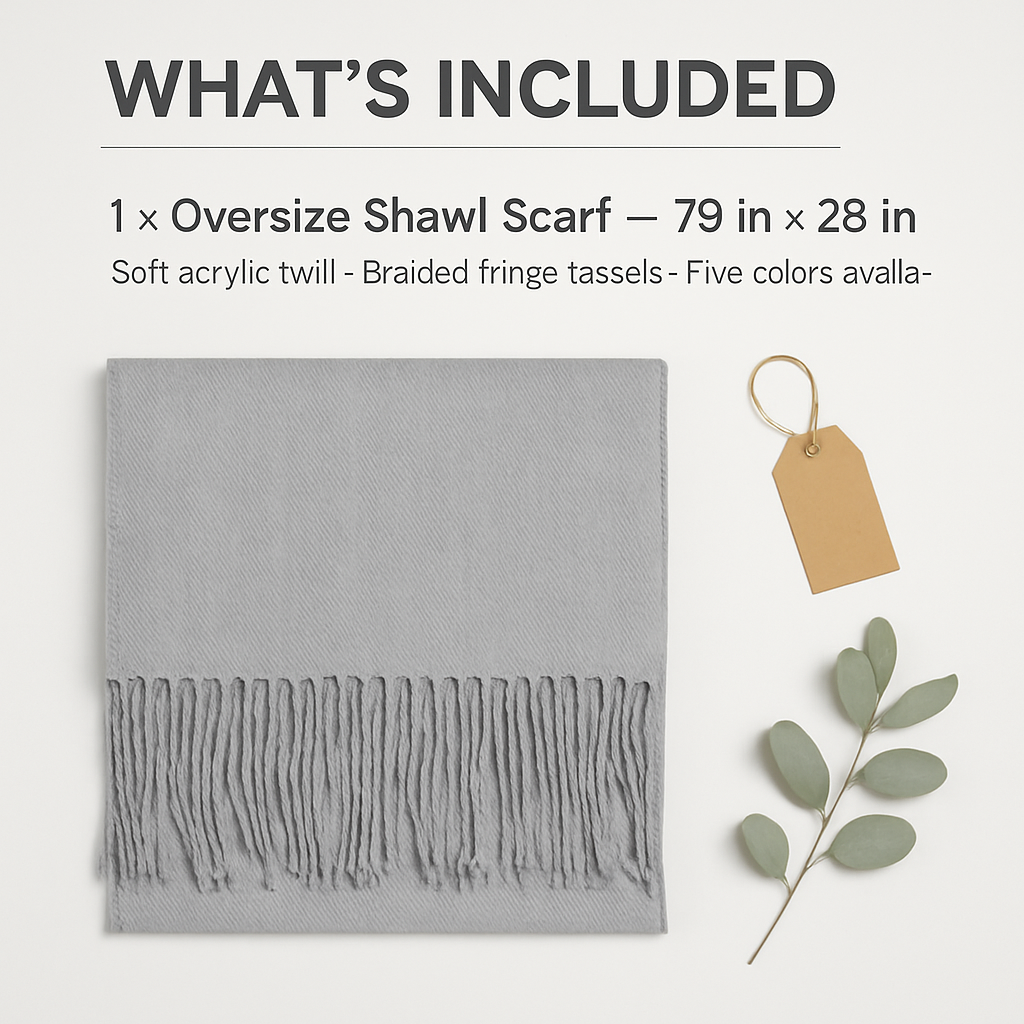 Mens Womens Oversize Cashmere Wool Shawl Wraps Blanket Winter Solid Scarf Soft Pashmina 79" X 28"