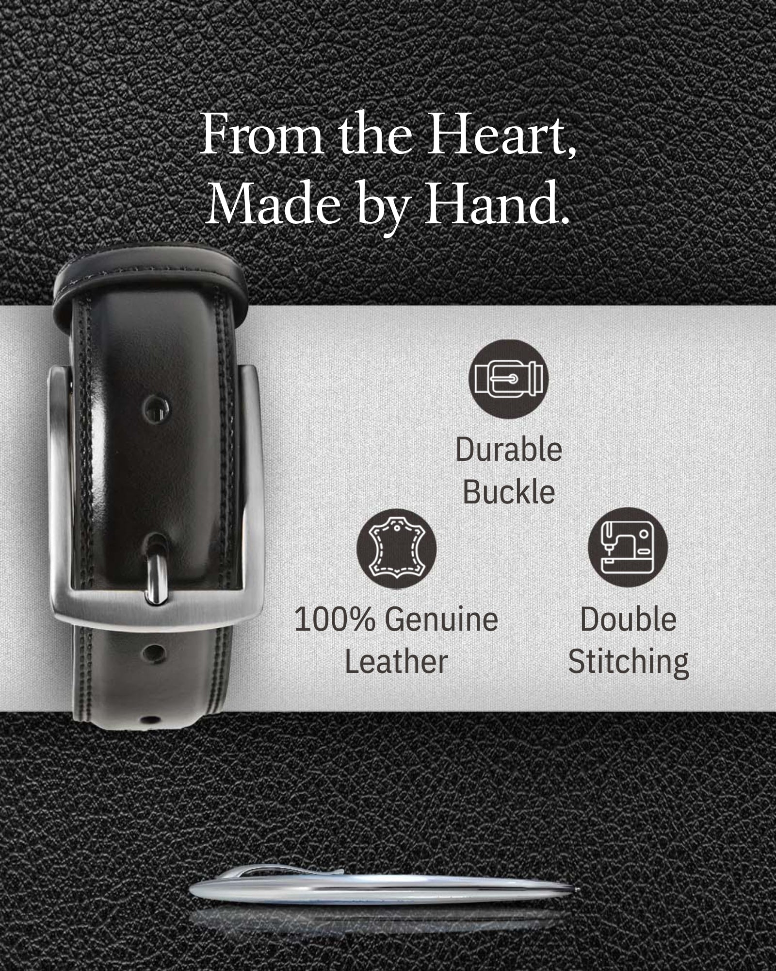 Genuine Leather Belt for Men – Zinc Alloy Buckle, 1.25" Strap - Overture Gifts