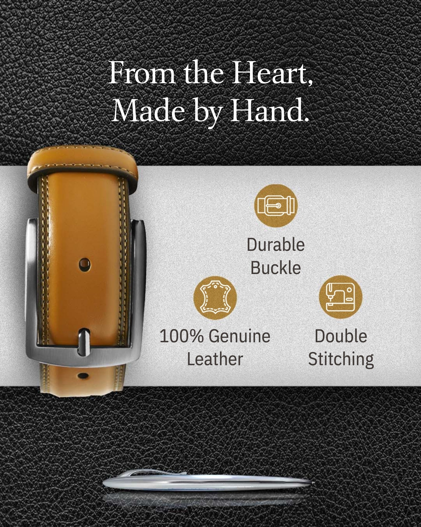 Genuine Leather Belt for Men – Zinc Alloy Buckle, 1.25" Strap - Overture Gifts