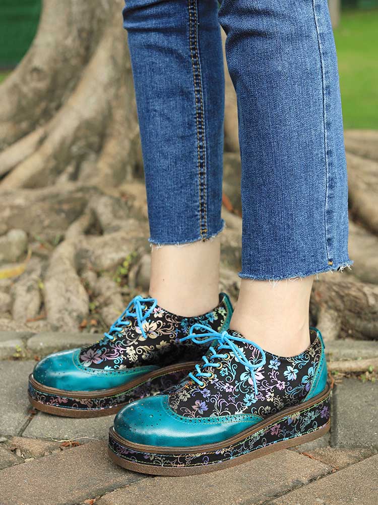 Genuine Leather Handmade Flat Platform Shoes - Overture Gifts