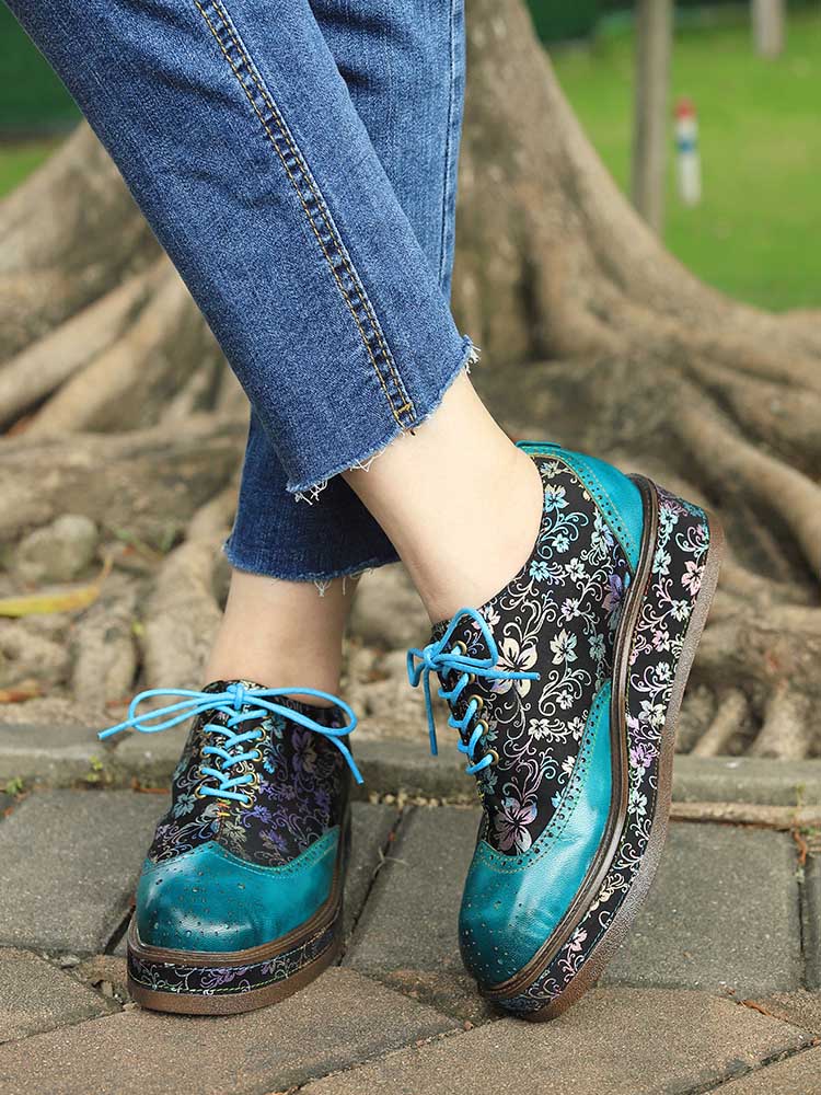 Genuine Leather Handmade Flat Platform Shoes - Overture Gifts