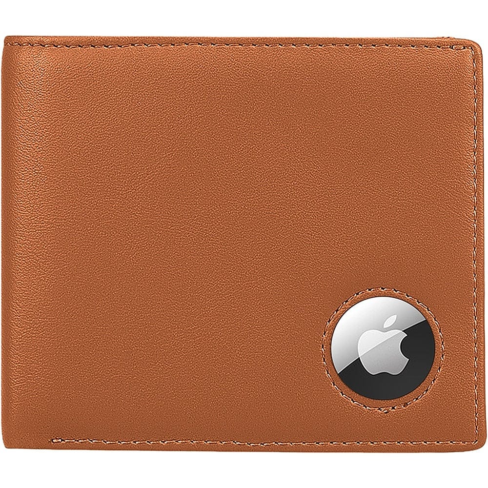 Genuine Leather Wallet Case for Apple AirTag - Brown - Overture Gifts