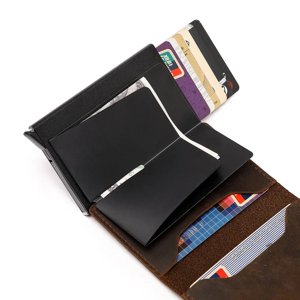 Genuine Leather Wallets For Apple Airtag Case Multi Card Holder Men Wallet Credit Card Holder Vintage Purses With Money Clips - Overture Gifts