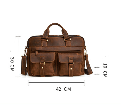 Genuine men''s bags retro men''s business bags briefcase cowhide oblique Bag 15.6 inch Laptop Bag - Overture Gifts