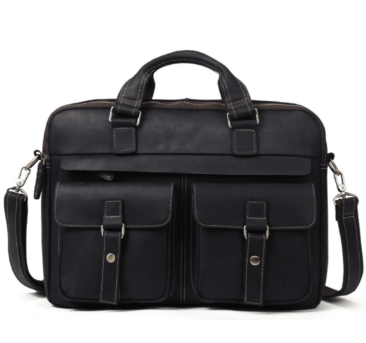 Genuine men''s bags retro men''s business bags briefcase cowhide oblique Bag 15.6 inch Laptop Bag - Overture Gifts