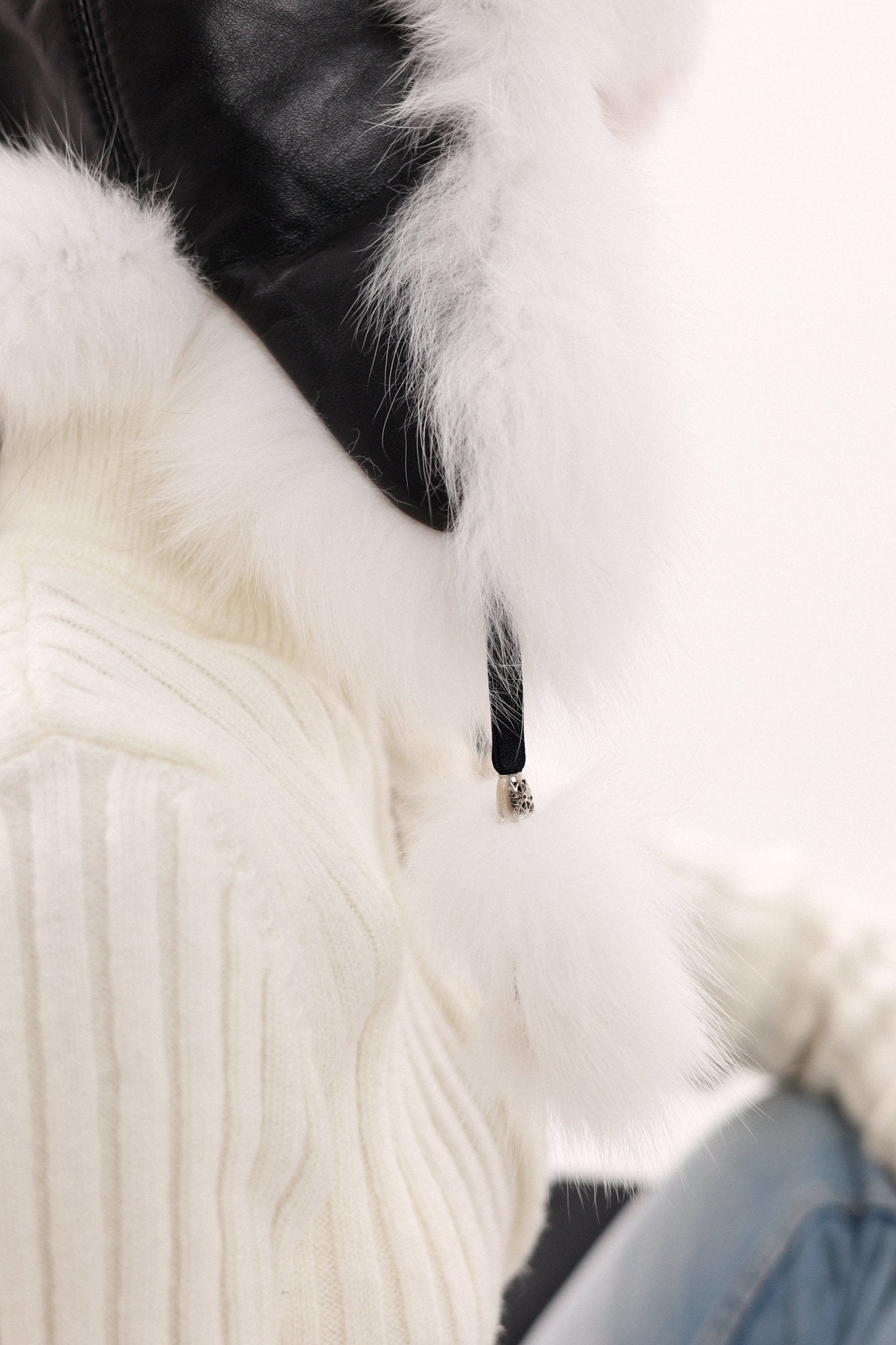 Genuine Polar Fox Fur Genuine Leather Hat - Overture Gifts