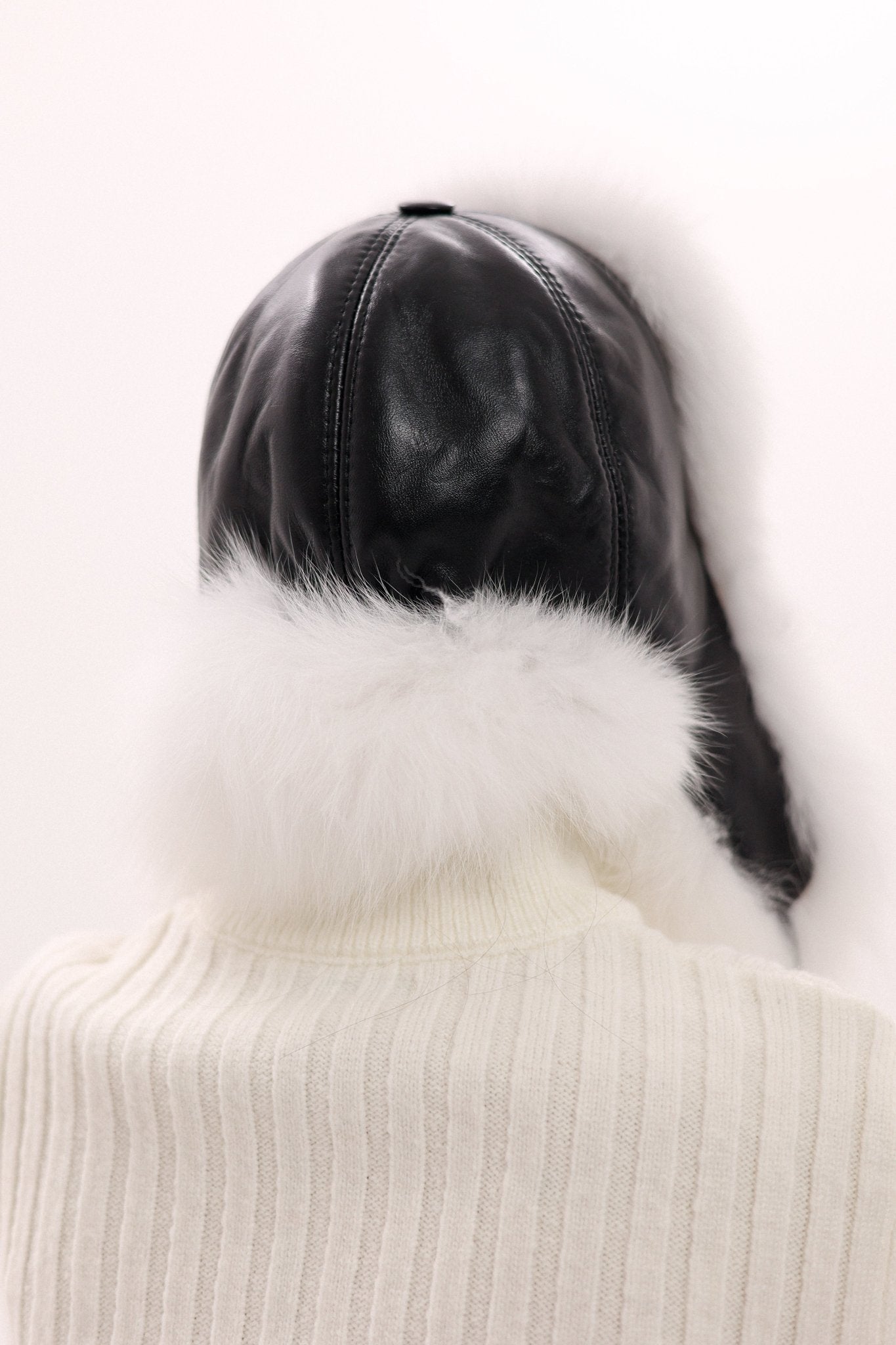 Genuine Polar Fox Fur Genuine Leather Hat - Overture Gifts