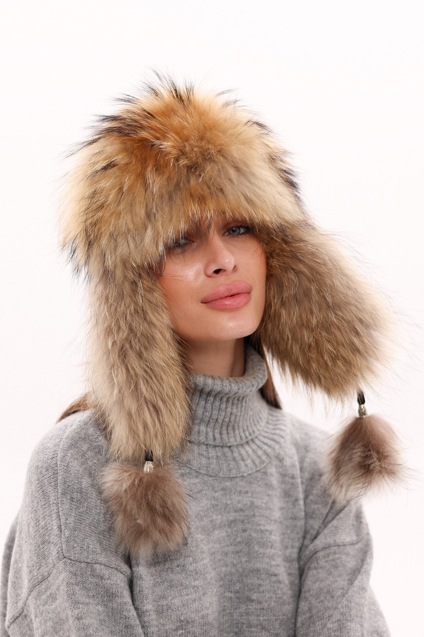 Genuine Racoon Fur Genuine Leather Hat - Overture Gifts