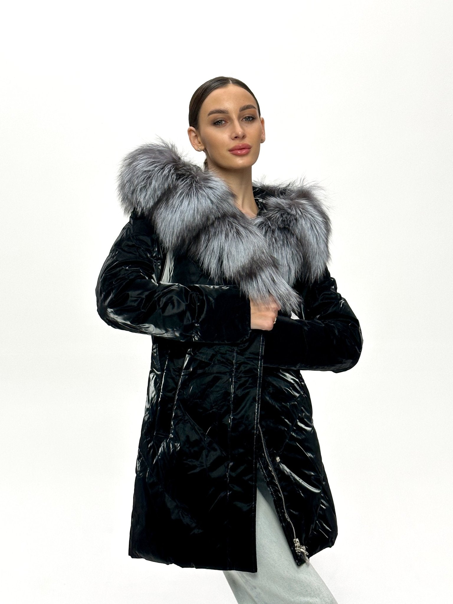 Genuine Silver Fox Fur Down Fill Coat - Overture Gifts
