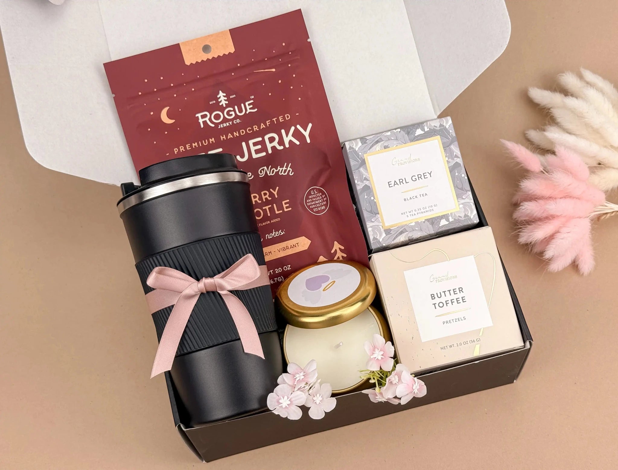 Gift Baskets for Him – Luxury Insulated Tumbler & Snack Set - Overture Gifts
