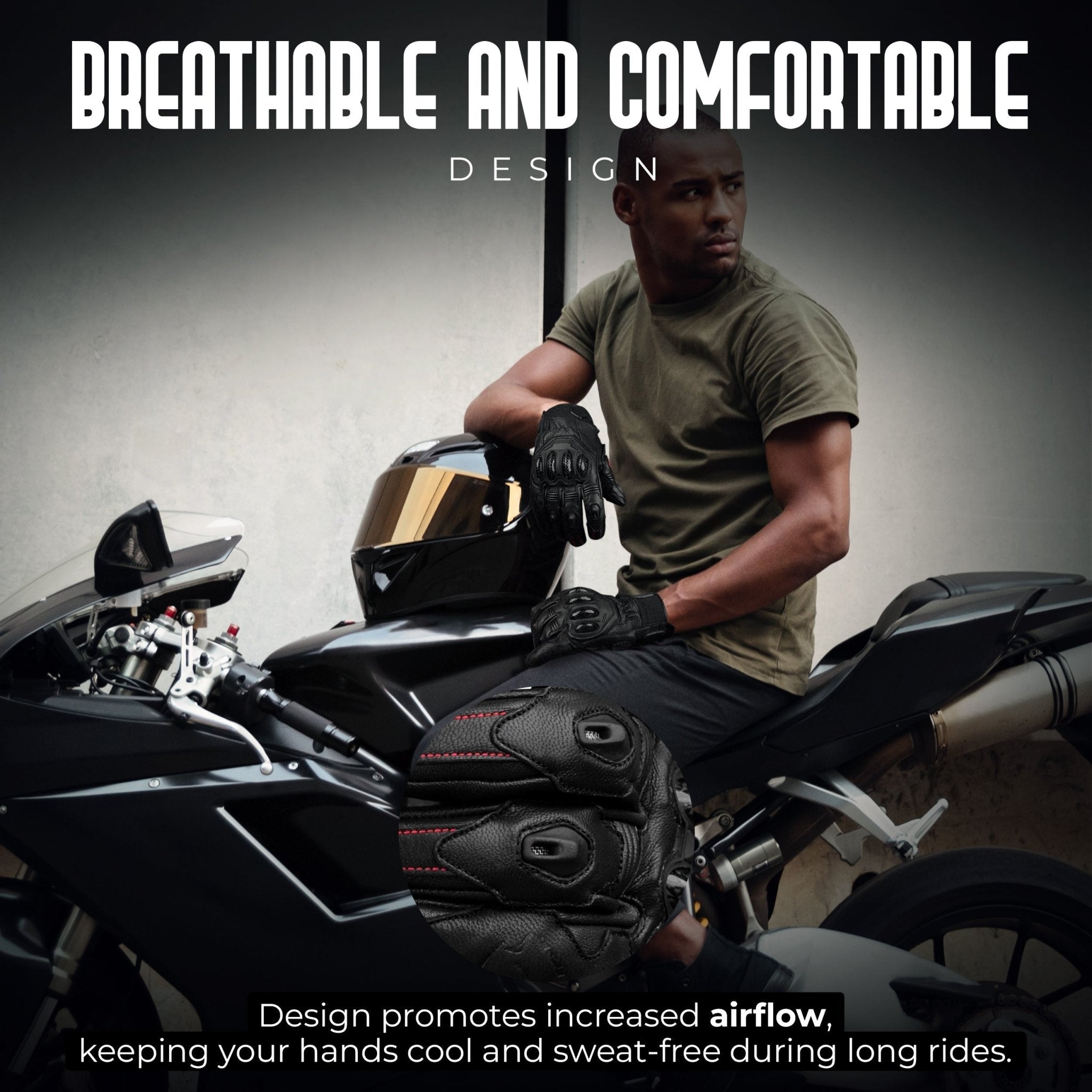 Gladiator Motorcycle Gloves | Genuine Leather | Reinforced Knuckle Protection - Overture Gifts
