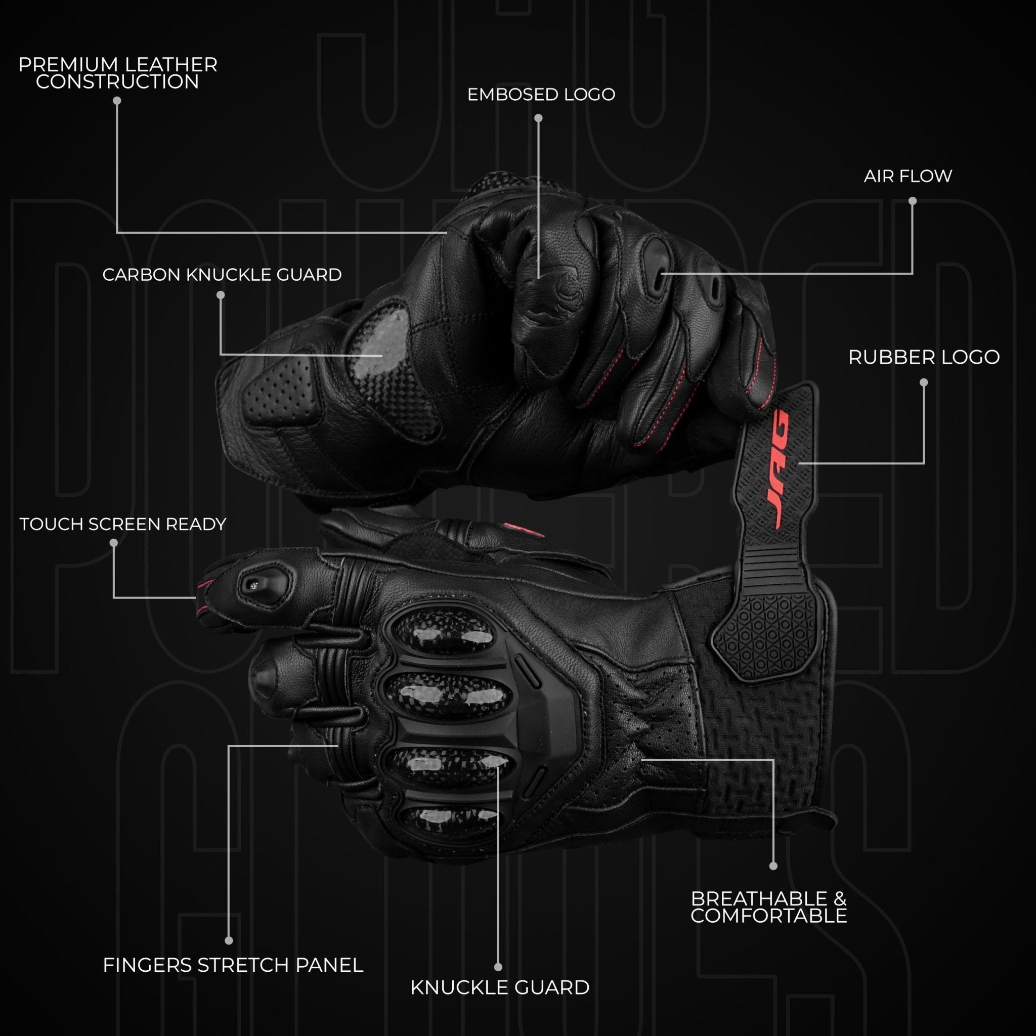 Gladiator Motorcycle Gloves | Genuine Leather | Reinforced Knuckle Protection - Overture Gifts