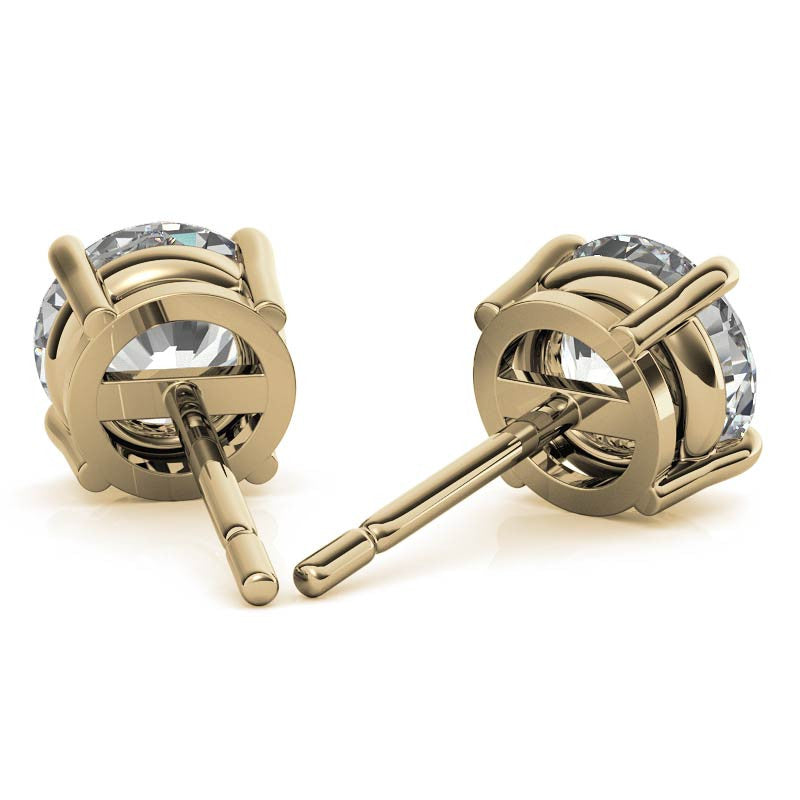 1.50 CTW Lab Grown Diamond Round Stud Earrings in 14K Solid Gold – G/VS Certified