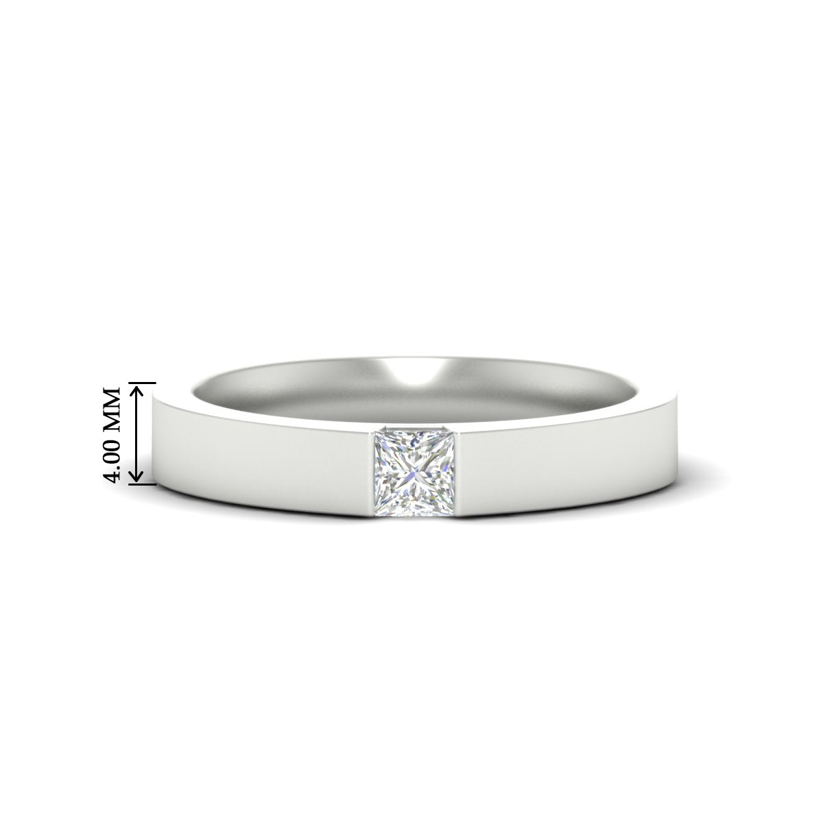 Half Bezel Solitaire Mens Engagement Ring