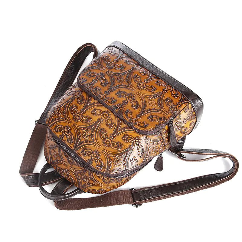 Hand Tooled Paulson/Baoerson Genuine Leather Backpack - Overture Gifts