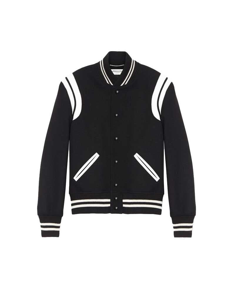 Handmade Black and White Varsity Bomber Jacket - Overture Gifts