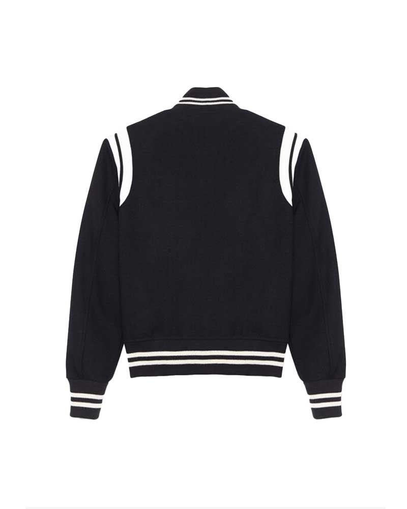 Handmade Black and White Varsity Bomber Jacket - Overture Gifts