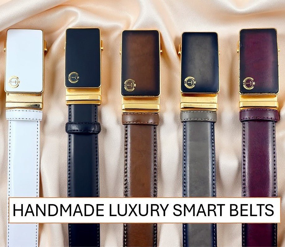 Handmade Luxury Italian Leather Ratchet Smart Belt for Men – Automatic Adjustable Men's Dress Belt | Multiple Colors - Overture Gifts