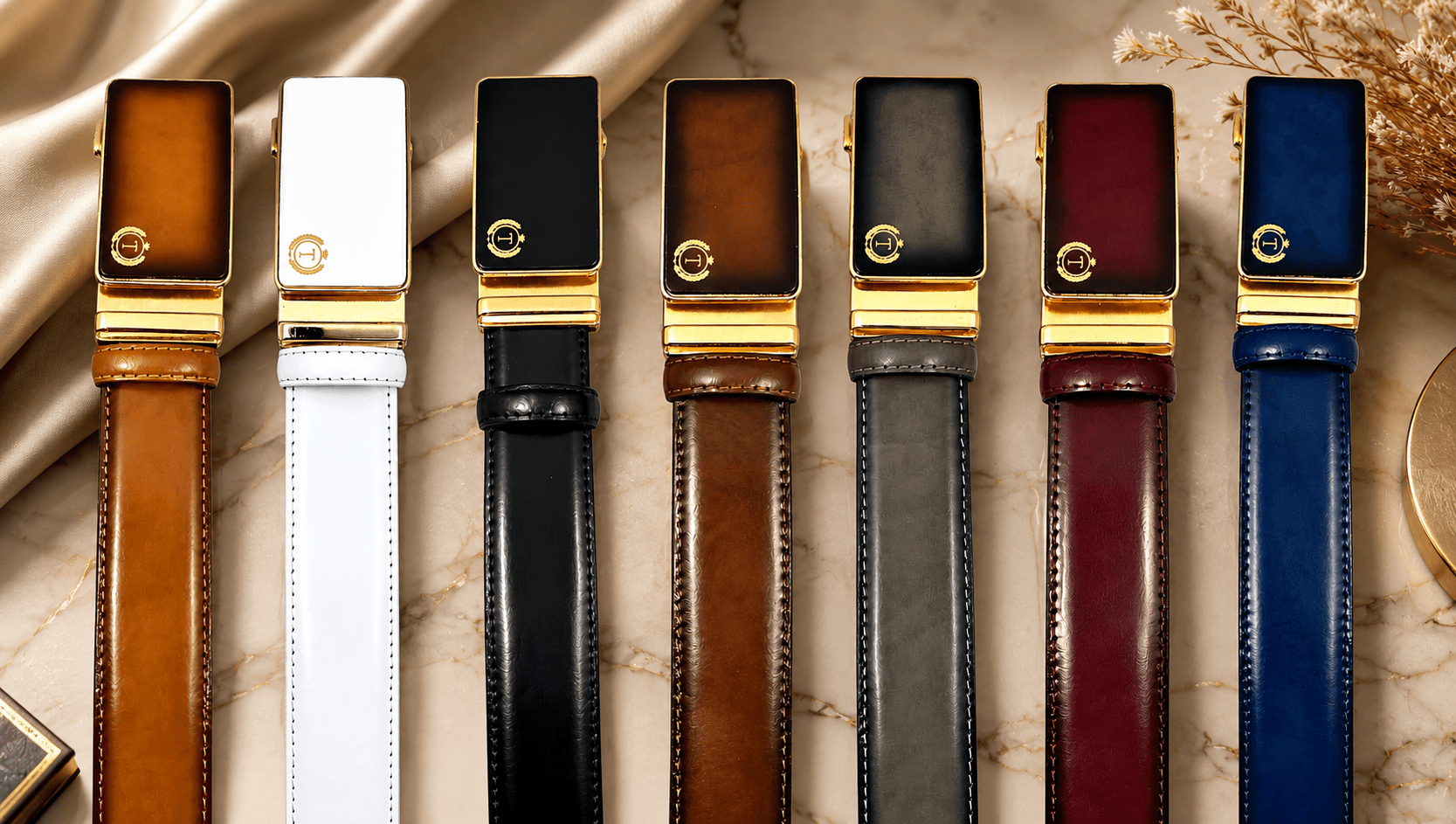 Handmade Luxury Italian Leather Ratchet Smart Belt for Men – Automatic Adjustable Men's Dress Belt | Multiple Colors - Overture Gifts