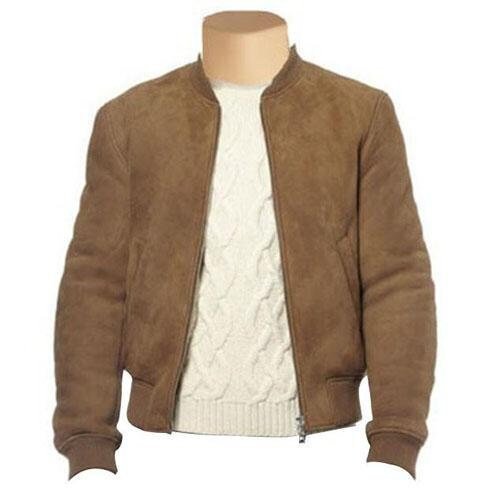 Handmade Suede Bomber Jacket With Ribbed Collar - Overture Gifts