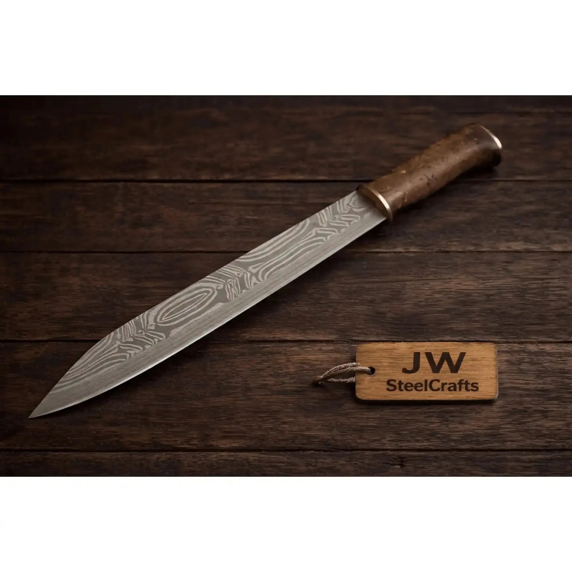 Handmade Ragnar's Seax Knife Damascus Steel Blade 16 Inch Fixed Blade