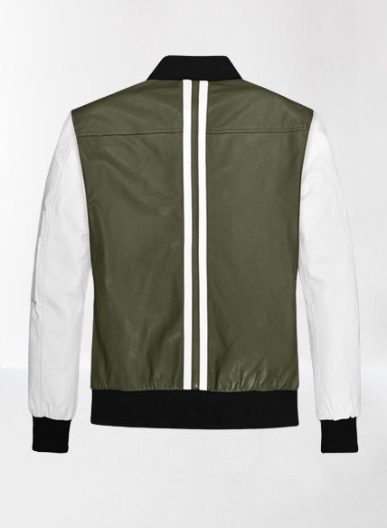 Handmade White and Green Varsity Bomber Jacket - Overture Gifts