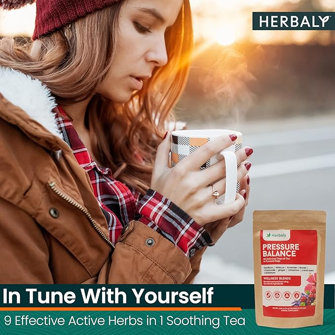 Herbaly Heart Functional Tea - 9 Superherbs - Natural, Organic, Non-GMO, Caffeine-Free, Sugar Free - 1 Pack, 30 Pyramid Tea Bags - Overture Gifts