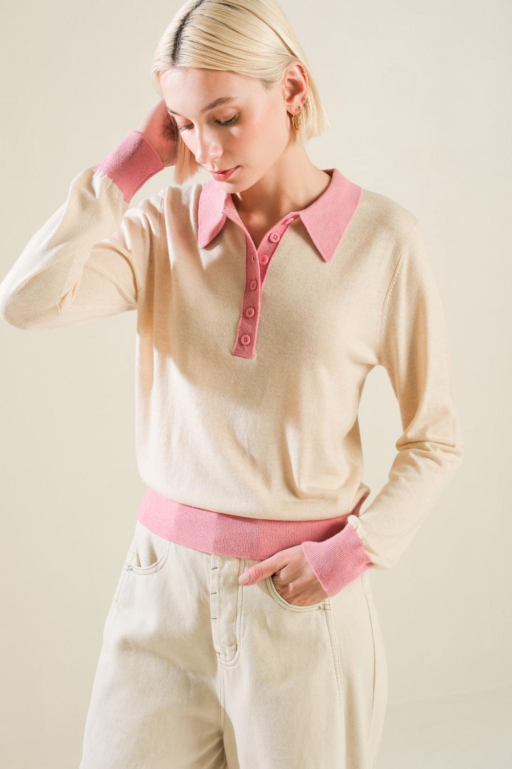 HIDDEN REFLECTIONS SWEATER POLO TOP - Overture Gifts