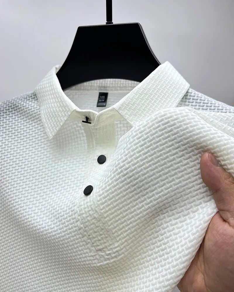 High-end ice silk elastic Polo shirt New summer T-shirt trend Breathable men's clothing Business short sleeve luxury top - Overture Gifts